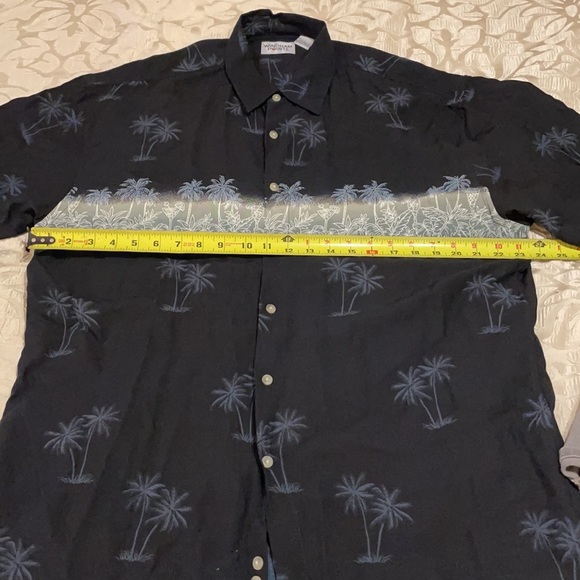 Windham Pointe Men’s SZ L Tropical Button Down Short Sleeve Shirt Black/ White - Picture 8 of 11